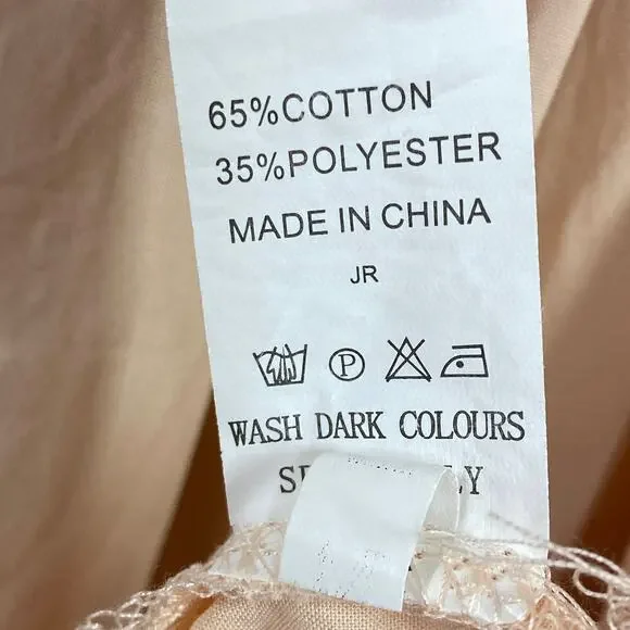 Pale Peach Pink Strapless Tie Neck Lace Dress Feminine Boho Fairy Women Medium - Picture 7 of 8